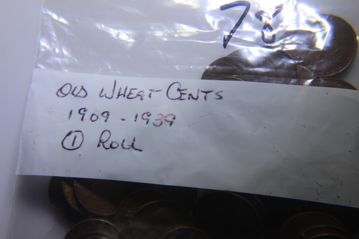 lot 78 image: 1 ROLL�LINCOLN WHEAT CENTS 1909-1939� 73 �
