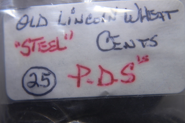 lot 81 image: 1943 P-D-S LINCOLN WHEAT CENTS STEEL 25 PACK� 85