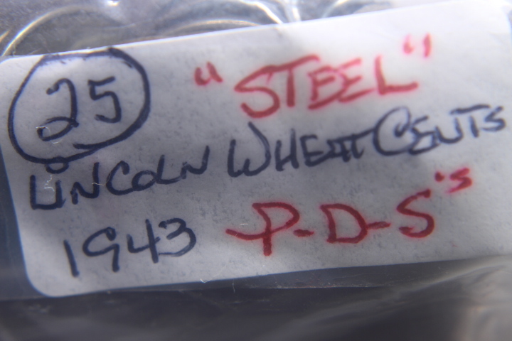 lot 84 image: 1943 P-D-S LINCOLN WHEAT CENTS STEEL 25 PACK� 88