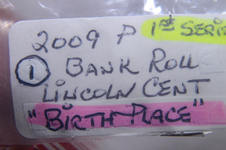 lot 91 image: 2009 P LINCOLN MEMORIAL CENTS BIRTH PLACE 1ST SERIES BANK ROLL 98