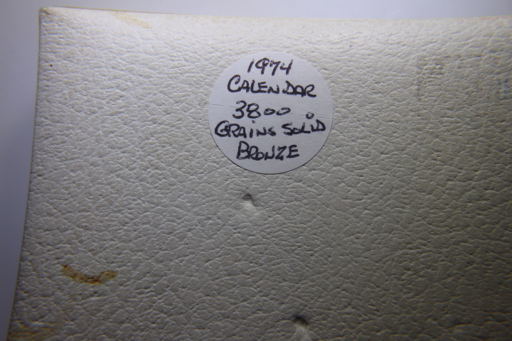 lot 102 image: 1974 CALENDAR 380 GRAINS OF BRONZE. BEAUTIFUL 117