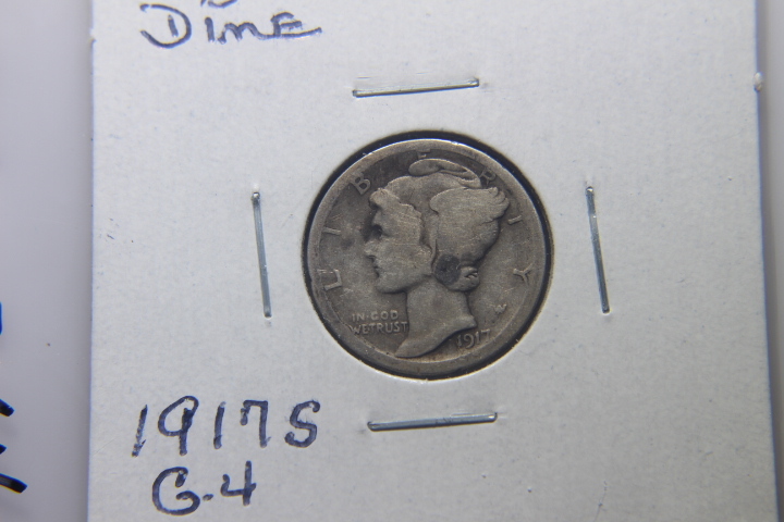 lot 121 image: 1917 S MERCURY DIME G-4  150
