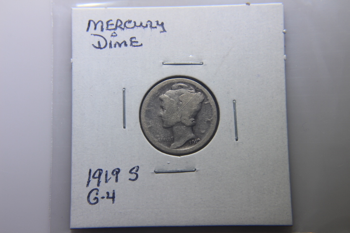 lot 123 image: 1919 S MERCURY DIME G-4   152