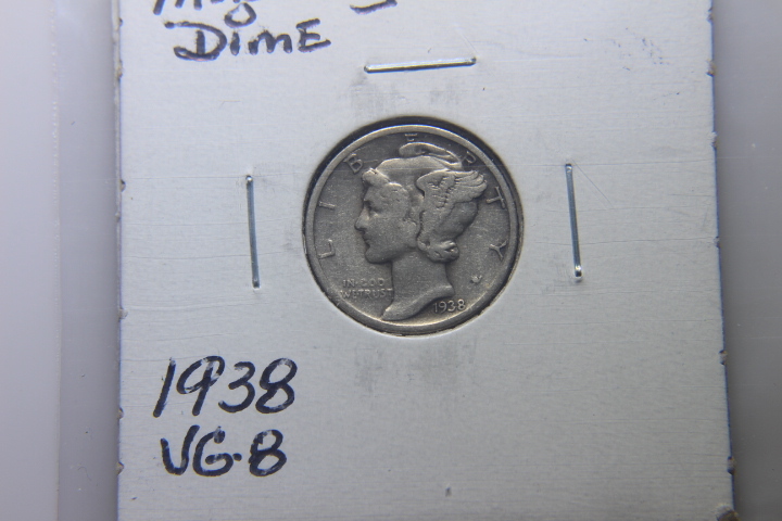 lot 125 image: 1938 MERCURY DIME  VG-8   158