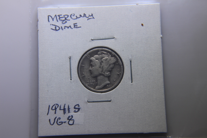 lot 129 image: 1941 S MERCURY DIME  VG-8   162