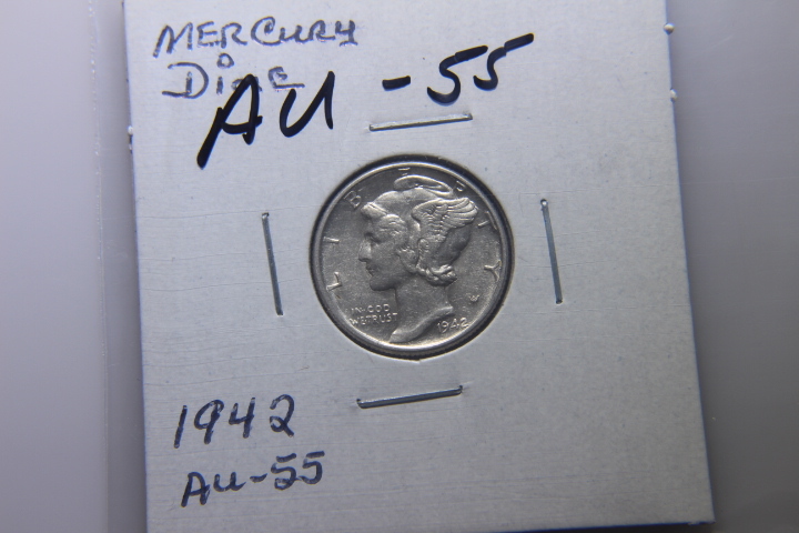 lot 131 image: 1942 MERCURY DIME  AU-55   164