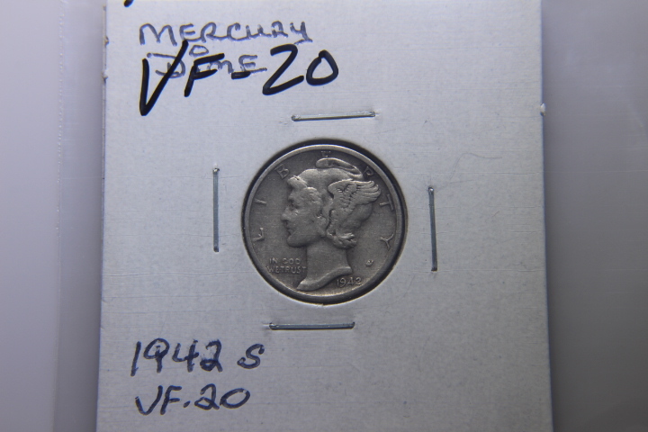 lot 132 image: 1942 S MERCURY DIME VF-20   165