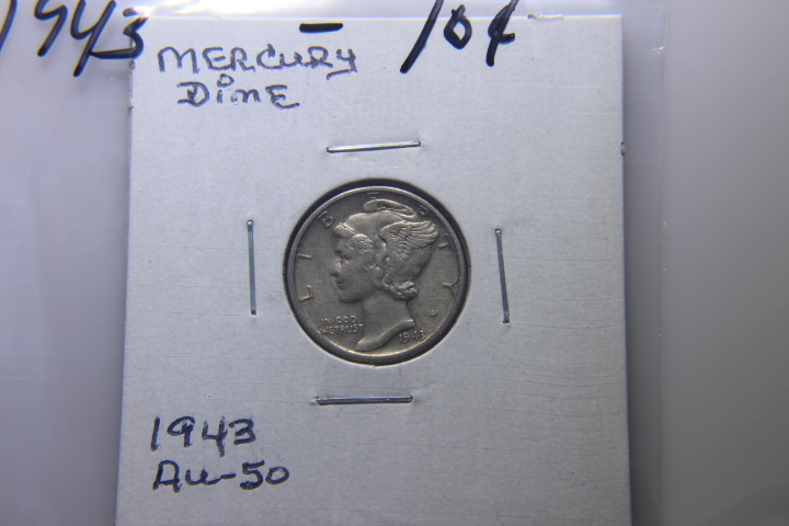lot 133 image: 1943 MERCURY DIME  AU-50   166