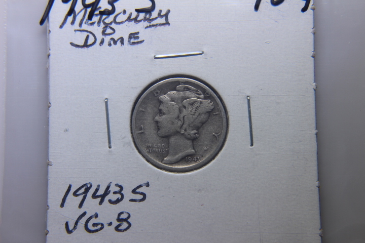 lot 135 image: 1943 S MERCURY DIME  VG-8   168