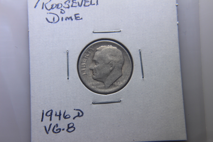 lot 138 image: 1946 D ROOSEVELT DIME VG-8 FIRST YEAR   171