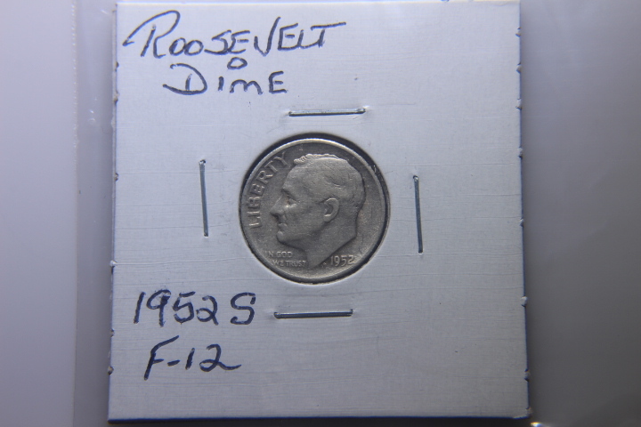 lot 144 image: 1952 S ROOSEVELT DIME  F-12   185