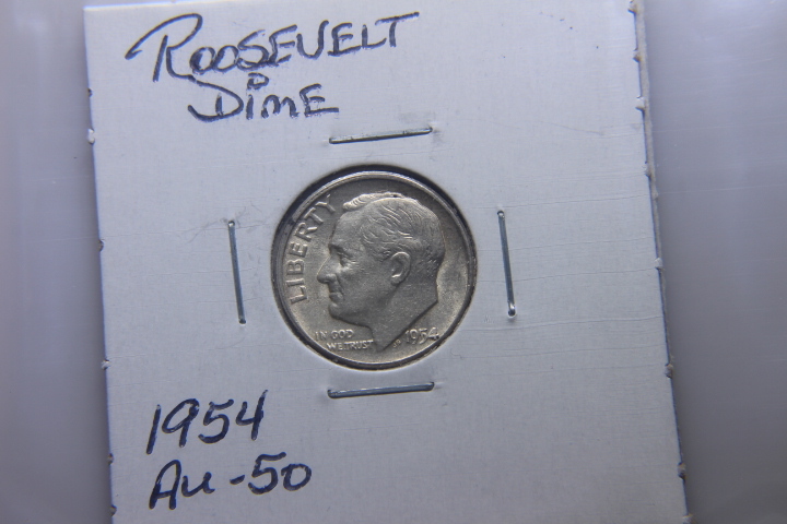lot 145 image: 1954 ROOSEVELT DIME AU-50  186