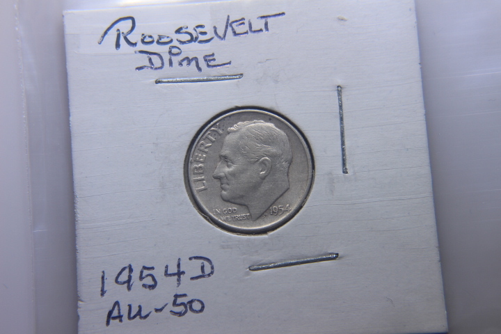 lot 146 image: 1954 D ROOSEVELT DIME AU-50  187