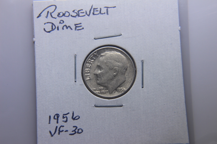 lot 147 image: 1956 ROOSEVELT DIME VF-30   188