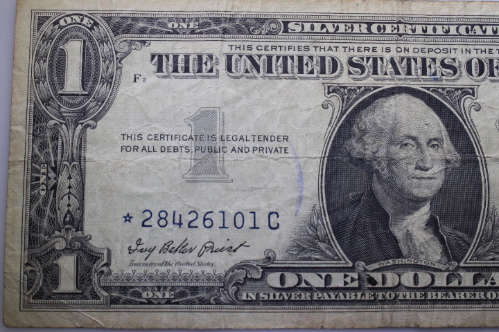 lot 8A image: 1957 No 1619 Star Silver Certificate Blue Seal VG