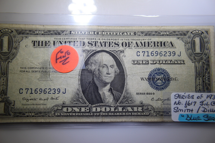 lot 8C image: 1935 G $1 Dollar Silver Certificate No 1617 Fine
