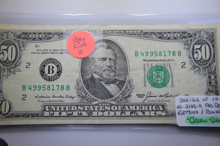 lot 15A image: 1985 50.00 US Note Green Seal Very Fine
