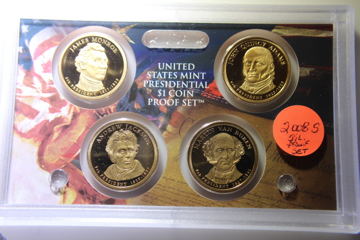 lot 108N image: 4 Coins- 2008 S  Presidential Dollar Proof Case  Item#323