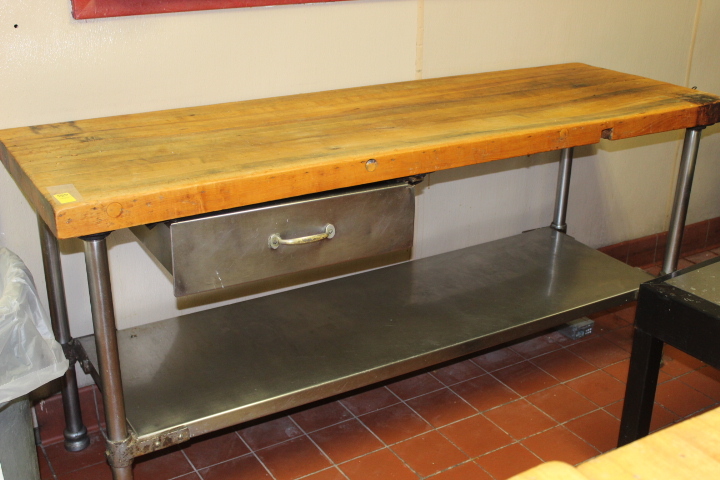 lot 40 image: 6 Butcher Block Bakery Table w drawer