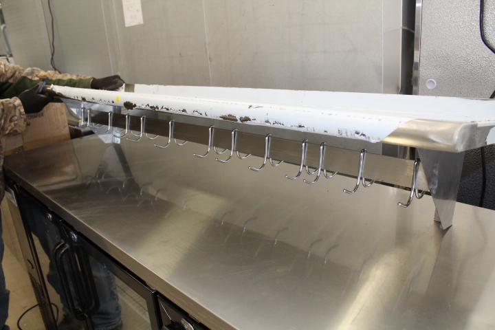 lot 52 image: Pot rack  wall shelf combo