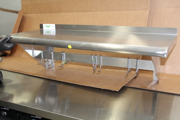 lot 53 image: Pot rack  wall shelf combo