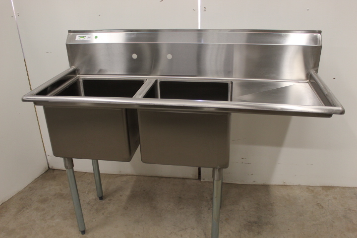 lot 58 image: Double Bowl Sink w drainboard - NEW