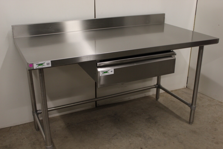 lot 80 image: 5 Stainless Steel Work Table w Drawer & backsplash - NEW