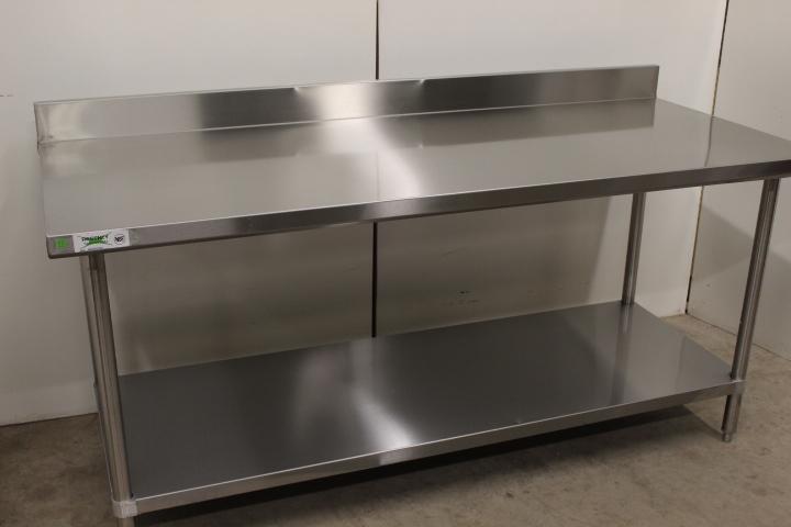 lot 82 image: 6 Stainless Steel Work Table w Backsplash - New