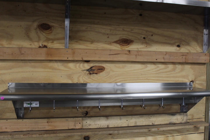 lot 108 image: 5 Pot Rack & wall shelf combo - New