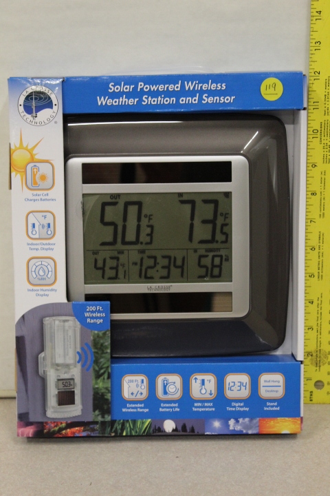 lot 119 image: Solar Powered Wireless Weather Station and Sensor - NIB