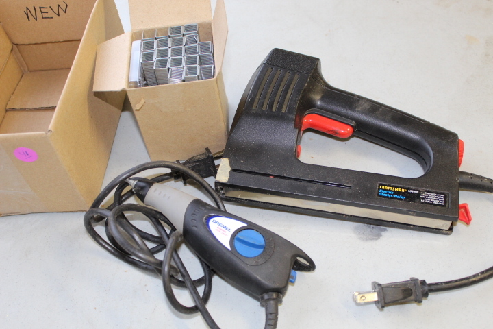 lot 41 image: Electric Stapler  Nailer and Dremel Lot