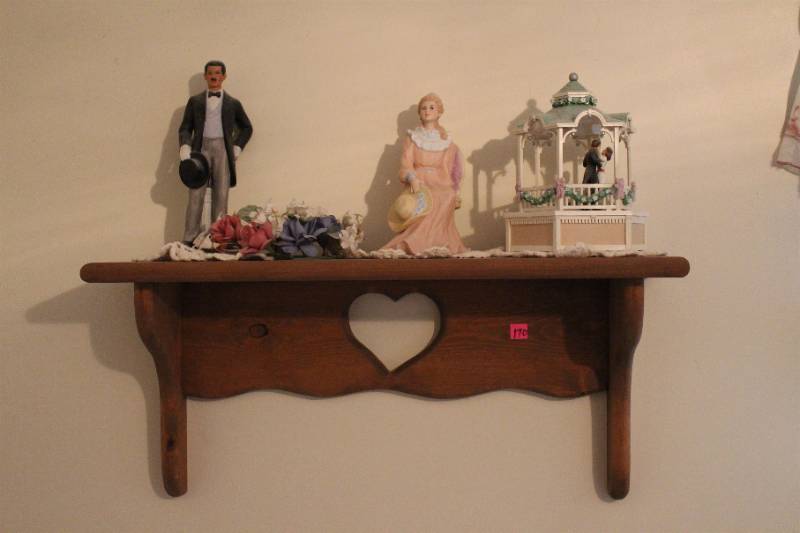 lot 170 image: Wooden Shelf Nick-Nacks on top  22.5 X 6.5