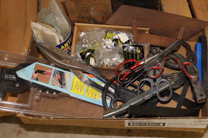 lot 94 image: Pop Rivet Gun   Oil Filter Wrench  Scissor  Trowel Lot