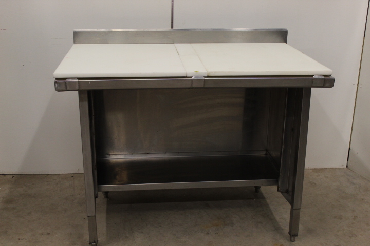 lot 51 image: 4 Poly top cutting table  cabinet