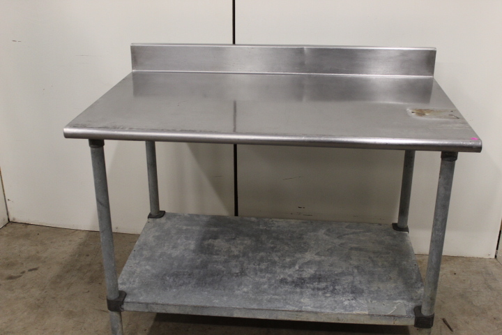 lot 59 image: 4 Stainless steel work table w backsplash