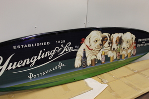 lot 18 image: 7 Double Sided Yuengling Beer Surf Board