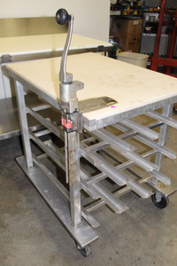 lot 35 image: Poly Top #10 Can Rack CART w Edlund Can Opener