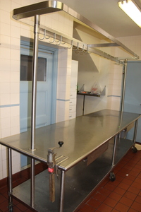 lot 9 image: Awesome 10 Stainless Steel Work Table w lots of extras LOT
