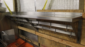 lot 53 image: 7 Wall Shelf with POT RACK - Very Heavy Duty