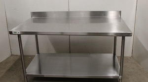 lot 75 image: 5 extra deep Stainless Steel Work Table w backsplash - Never Used