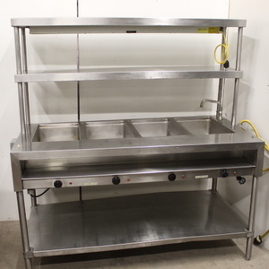 lot 10A image: Beautiful 4 Well warmer w Dbl overshelf and Heat Strip Shelf Warmer