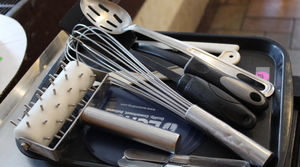 lot 85 image: Utensil Lot - pizza dough docker, whip, spoon 