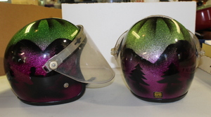 lot 48 image: Snowmobile Helments - Hold on tight, were going back to 1974 Arctic Cats n Glitter