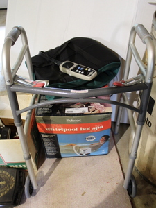lot 454 image: Grandmas Day at the Spa Lot - Folding walker, Foot massage, Electric massage pad for chair & model cars