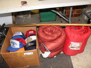 lot 451 image: Ball Caps  Oar  Sleeping Bags Lot