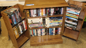 lot 190 image: DVDs  VHS Tapes  Wooden VHS Cabinet Lot