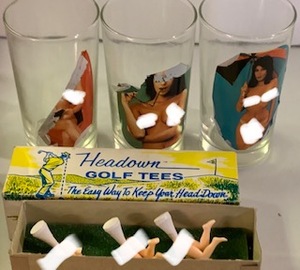 lot 41 image: Nude Girly Glasses & Ass Golf Tees Lot