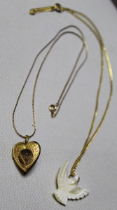lot 93 image: Ladies Necklaces - locket and Dove