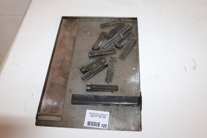 lot 122 image: Galley Tray Of Quoins & Composing Stick