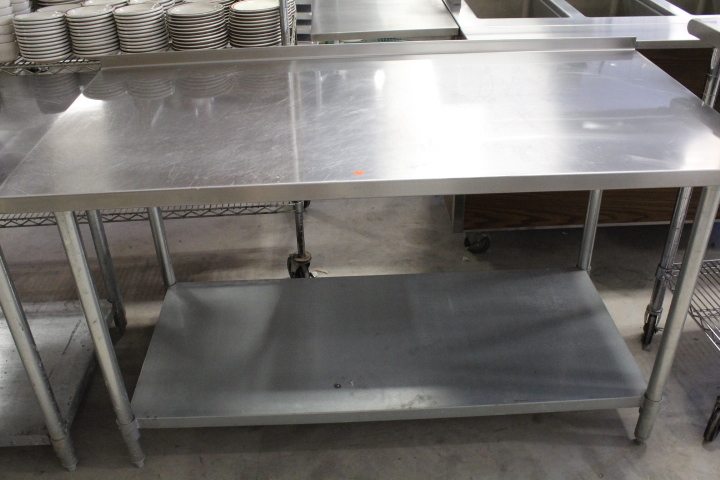 lot 46 image: 5 Stainless Steel Table w backsplash